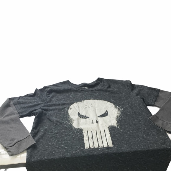 Marvel Punisher Thermal Longsleeve Gray Tee - Picture 3 of 4